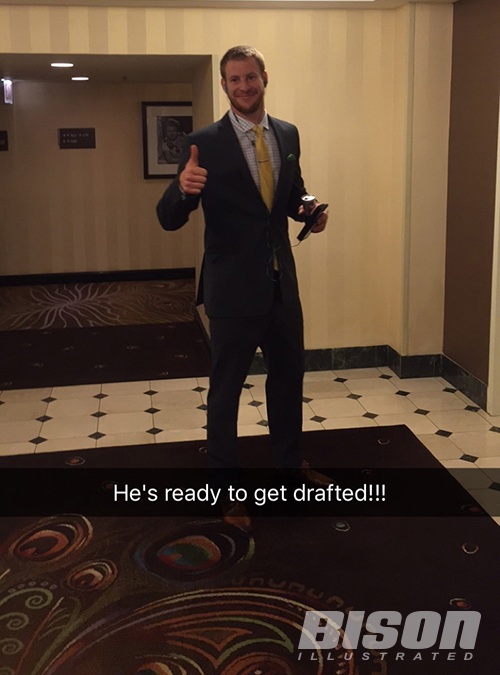 Carson Wentz gets ready for the NFL Draft