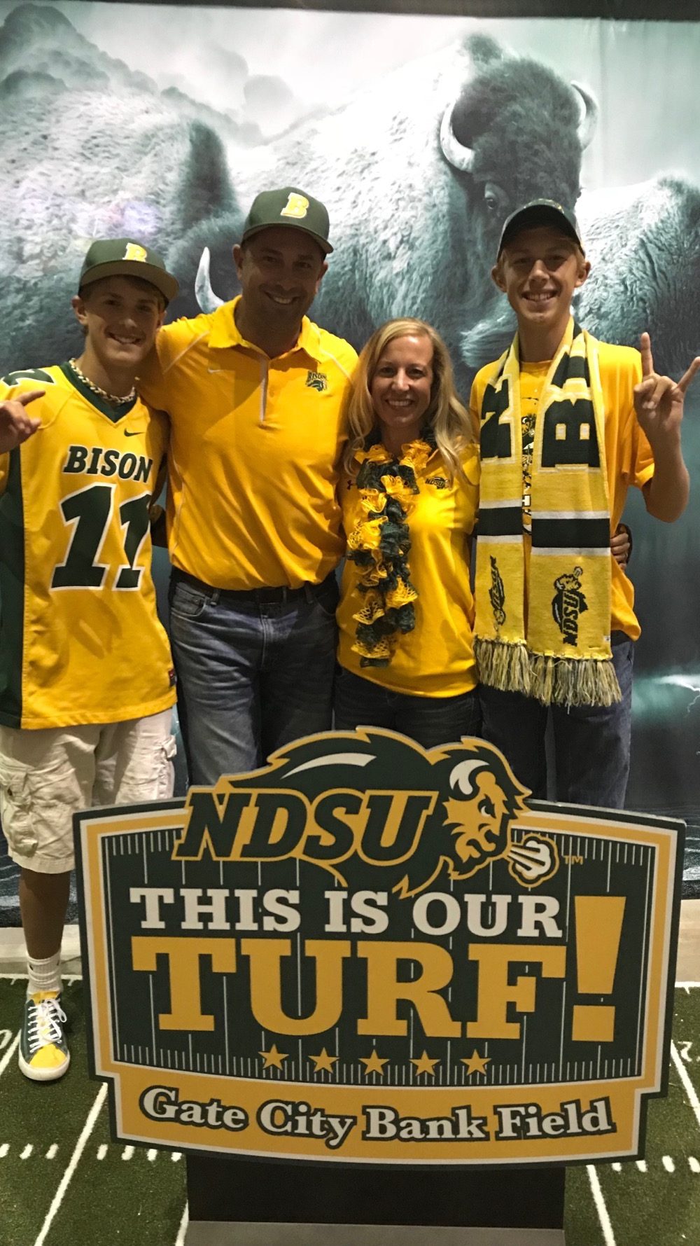 Brent Parmer made the trip back to NDSU from his new home in Kentucky. During his visit, Parmer toured the new track and field facilities and reconnected with his former coach, Don Larson.